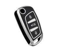 For C2 C3 C4 C5 C6 C8 DS4 For Peugeot 107 207 306 307 407 308 607 TPU Car Flip Key Case Cover Shell Fob(Black silver)