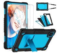 for Callsky-Tab Ctab 10 10.1 inch Case with 2 Pcs Screen Protector,Shockproof Kids Case with Shoulder Strap Kickstand Cover for Callsky-Tab Ctab 10/Cpad 10 10.1 inch Tablet (Black/Blue)