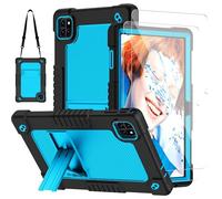 for Callsky-Tab Ctab 10 Tablet 10.1 inch Case with 2 Pcs Screen Protector,Heavy Duty Kids Shockproof Stand Shoulder Strap Case for Callsky-Tab Ctab 10/Callsky-Tab Cpad 10 Tablet (Black/Blue)