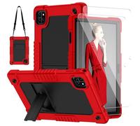 for Callsky-Tab Ctab 10 Tablet 10.1 inch Case with 2 Pcs Screen Protector,Heavy Duty Kids Shockproof Stand Shoulder Strap Case for Callsky-Tab Ctab 10/Callsky-Tab Cpad 10 Tablet (Red/Black)