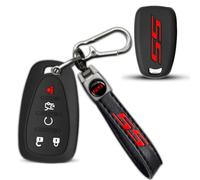 for Camaro SS Keychain with Soft Silicone Protection Key Case for Chevy Malibu Impala Camaro SS Accessories (Red SS)