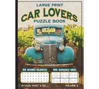 FOR CAR LOVERS Antique Blue Car on Farm 50 Sudoku 100 Word Search Word Find Activity Puzzle Book: Vintage Car Automobile Themed Relaxing Brain Teasers for Adults Great gift for puzzler or traveler!