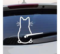 for Cars, Vinyl Funny Cat Waving Tail Rear Window Windshield Sticker Decal, Car Rear Wiper Decal for Car Window Loptop Decoration(Type2,White)