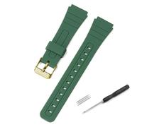 for CASIO F91W W-800H Silicone Watch Strap 18mm Soft Watchband for W800H for SGW400 F91W F84 F105/108 A158/168 AE1200/1300 Wristband,Green,Gold,18mm