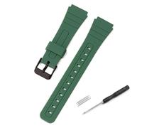 for CASIO F91W W-800H Silicone Watch Strap 18mm Soft Watchband for W800H for SGW400 F91W F84 F105/108 A158/168 AE1200/1300 Wristband,Green,Black,18mm