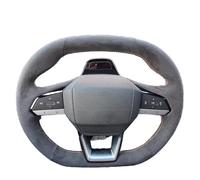 For CHANGAN For CS55 For Plus For Unik For Univ For CS75 For Plus For Source For Q05 Hand Sewing Suede Car Steering Wheel Cover Car Steering Wheel Covers(Red Thread)