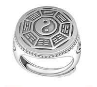 For Chi Bagua Balance Adjustable Silver Dainty Vintage Unique Charm Symbol Gossip Lucky Chi