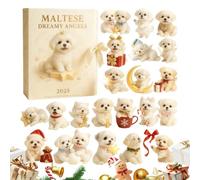 for Christmas 2025 - 2D Christmas Pendant, 24 Days, Maltese Dog Calendar for Parties, for Wall, Window, Tree, Car, Bag, Wallet, Interior, Bedroom, Holidays