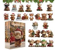 for Christmas 2025,Christmas Advent 2025 Cute 2D Pendant,Holidays Scottish Embellishment Calendar | For Kids Adults Collectors Cow Lovers Wall Window Door Fairy