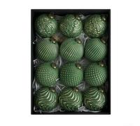 For Christmas ball ornament set for tree decoration, crafted with PVC and electroplated colors, includes 12 pieces for creating a festive and cozy home atmosphere (green)