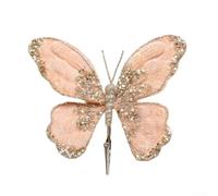 For Christmas Butterfly Decoration with Multicolor Glitter Sequins on Flannel Fabric, Suitable for Tree Hanging and Festive Home Decoration (Gold)
