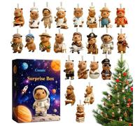 for Christmas Countdown, 2D Figures Made of Acrylic, 24 Days Countdown Capybara Christmas Tree Decoration - For Festive Car Rear View Mirror Stocking Filler Fireplace Christmas