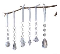 For Christmas Tree Ornaments 1 set 6 pcs Snowflake Acrylic Pendants Transparent with Pearl and Waterdrop Details for Festive Holiday Decoration (A)