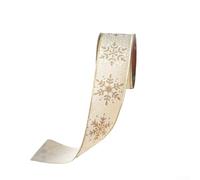 For Christmas Tree Wired Velvet Ribbon with Glitter Script for Wreaths, Garlands, and Bow Making, Suitable for Holiday Decoration and Craft Use, 10 Yards (Off white)