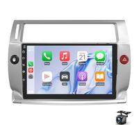 For Ci-troen C4 2004-2009 Android 15 Car Radio Carplay Wireless Android Auto 9 Inch 2Din Touch Stereo GPS Navigation WiFi Bluetooth FM/RDS/HiFi/USB SWC Camera&Mic(Size:8CORE 4+64G,Color:Silver)