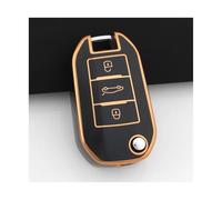 For Citroen C3 C4 For CACTUS C6 C8 Car Flip Key Case Cover Holder Fob Shell Accessories(Black Gold)