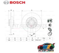 For Citroen C4 Brake Disc Bosch 0986479387 75 mm Premium Graded 2011-2013