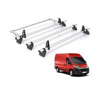 Van Demon Rhino Kammbar Pro 3 Roof Bars With 4 Loadstops & Roof Rack Rear Ladder Roller Bundle for Citroen Relay 2006+