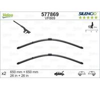 Valeo 577869 Silencio VF869 Front Wiper Blade Set Flat Spoiler 650mm 26" RHD LHD
