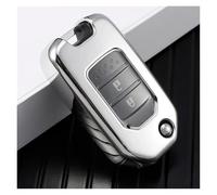 For Civic CR-V HR-V Agreement Jade Crider Odyssey Protector Soft TPU Car Folding Flip Key Case Cover Shell Bag Keychain(Silver)