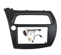 For Civic Double Din Fascia Radio Dvd Stereo Cd Panel Dash Mounting Installation Trim Kit Face Frame Bezel With Wire Harne(Frame and cable,LHD)