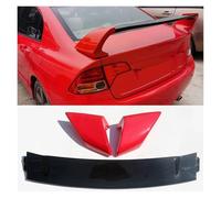 For Civic FD2 2006 2007 2008 2009 2010 2011 ABS 3 Pcs Spoiler Rear Wing Glossy Black Body Kit Rear Trunk Wing Spoiler(Red Middle black)