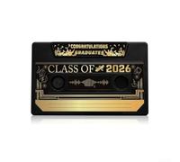 For Class Of 2026 Focused Voice Recordable Keepsake With Retro Cassette Shape And Full 300 Second Message Support(Black)