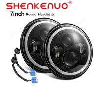 For Classic Mini Austin Rover 7" Round Black LED Headlights Halo Hi/Lo Beam