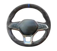 For Clio 5 (V) For Zoe For Captur 2019-2020 Suede Leather Braid Steering Wheel Cover Car Steering Wheel Cover(Yellow Thread)