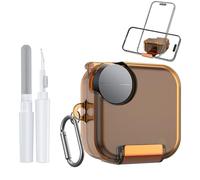 for CMF Buds Pro 2 / CMF Buds 2 Plus (2025) Case with Phone Holder, Soft TPU Clear Protective Case with Cleaner Kit & Carabiner Accessories Set(Clear Orange)