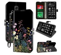 for Consumer Cellular Iris Connect Wallet Phone Case with RFID Blocking, 4 Card Holders, Kickstand, Wrist Strap - Magnetic Leather Flip Case Protective Cover for Women&Men,Palm Tree Sunset Tropical