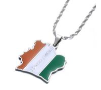 For Côte d'Ivoire Stainless Steel Map Pendant Necklace Earrings And Ring Set Fashionable And Versatile Suitable For Men Women Brides Grooms Suitable For Wedding Parties Various Festivals (silver)