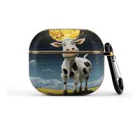 for Cow Over The Moon Wireless Earbuds 3 Case Compatible with 3rd Generation Hard Shell Shockproof 3 Cases Cute Protective Cover with Keychain Supports Wireless Charging