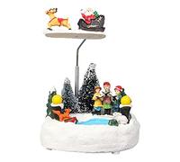 for Creative Christmas Scene Resin Ornament with LED Light Music Animated Cartoon Rotating Street Lamp Figurines Xmas De