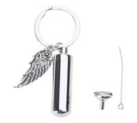 For Creative Cremation Jewelry Urn Keychain For Ashes With Angel Wing Charm Cylinder Stainless Steel W/Filler Kit Pr Cylinder Cremation Jewelry Memorial Pendant With Angel Wing Stainless