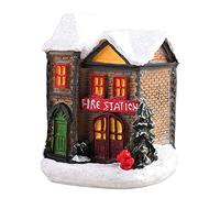 for Creative LED Lights Christmas Small Village House Landscape Snow Figurines Resin Desktop Ornament Flowers for Resin Bulk