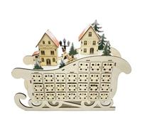For Creative Santa Sleigh Shape Christmas Wooden Advent Calendar With LED Light Village House 24 Day Countdown Ornament With Large Drawers Box Christmas Wooden Advent Chocolate Holder Countdown