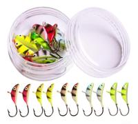 for CRESCENT Jig Heads 5 Colours, Weighted Ice Fishing Hooks with Materials, Coloured Jig Hooks for Soft Lure Fishing(10 Colors Per Box)