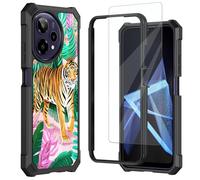 for Cricket Icon Plus 2026 Phone Case/AT&T Verge 2 Case,with Tempered Glass Screen Protector,Shockproof Durable PC and TPU Bumper Raised Corner Edge Case for AT&T Verge 2,Cute Tiger and flowers