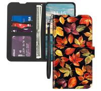 for Cricket Outlast 5G 2024 Case Wallet for AT&T Motivate Pro 5G Case,Card Holder Wrist Strap,Leather Flip Folio Magnetic Clasp Kickstand,Drop Protection TPU Inner Cover,Autumn Fall Leaves
