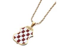 For Croatia Stainless Steel Map Pendant Necklace Earrings Ring Set Fashionable Versatile Suitable For Men Women Brides Grooms Suitable For Wedding Parties Various Festivals (model1-gold)