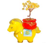 For CRYSTAL Accented Resin Horse Ornament for Tree Decoration or Interior Styling Reflecting Cultural Meaning and Thoughtful Craft Approach (Yellow)