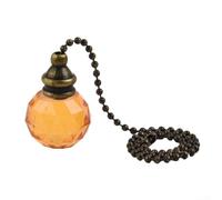 For Crystal Bathroom Pull Chain Handle for Toilet Flush or For Light Switch Control with Decorative Pendant Accent (Orange)