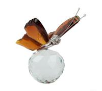 For Crystal Glass Butterfly Figurine for Home Decoration and Wedding Crafts, Detailed Handmade Paperweight Representing Spiritual Growth and Joy (Amber)