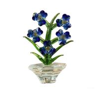 for CRYSTAL Ornaments, 12.6x8cm Artificial Orchids White Glass Decor Long Lasting Bloom Home Office Desktop Display(blue)