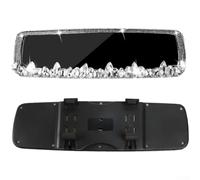 For CRYSTAL Rhinestones Rearview Mirror Decoration for Car Interior Enhancement Featuring Clear Glass Mirror and Materials with Wide Vehicle Compatibility (White)