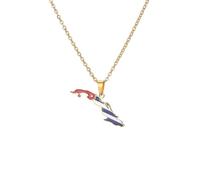 For Cuba Stainless Steel Map Gold Pendant Necklace,Fashionable and Versatile,for Men Women Brides and Grooms,Wedding Parties,Various Festivals (model4)