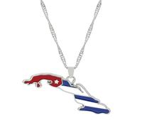 For Cuba Stainless Steel Map Pendant Necklace Earrings And Ring Set Fashionable And Versatile Suitable For Men Women Brides And Grooms Suitable For Wedding Parties Various Festivals (silver)