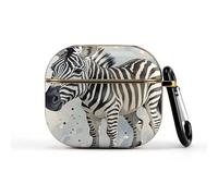 for Cute Zebra Watercolor Wireless Earbuds 3 Case Cover Protective Accessories Skin with Keychain Compatible with 3rd Generation 2021 Supports Wireless Charging Front LED Visible
