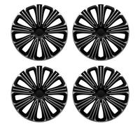 For DACIA DUSTER SANDERO - 16" Wheel Trims Covers, Sl esign, Rossi Black & Silver Hub Caps, Alloy Look - x4